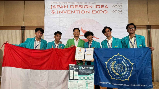 Mahasiswa PTI UMS Raih Perak di Jepang Lewat Inovasi Platform Digital "Safe TKI". Foto Humas UMS