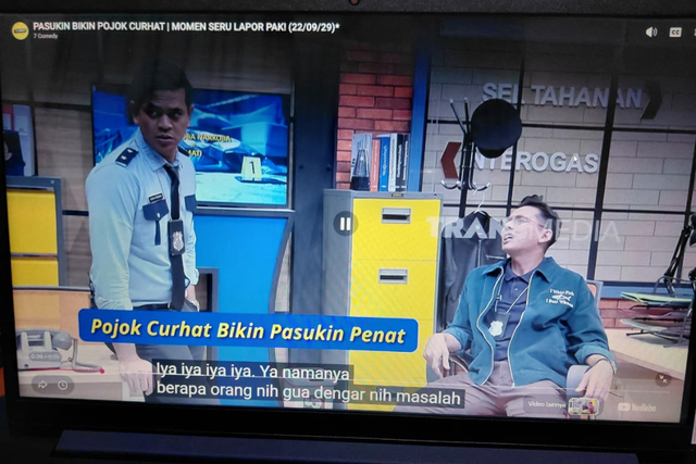 Program Lapor Pak! dalam salah satu episode yang menampilkan adegan komedi di dalam ruang tahanan. Sumber foto:Dokumentasi pribadi.