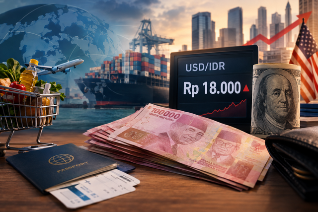 Dolar menembus Rp18.000 bukan sekadar angka di pasar, tetapi tekanan yang merambat ke harga, bisnis, daya beli, dan ekonomi Indonesia sehari-hari. (sumber:Generate AI)