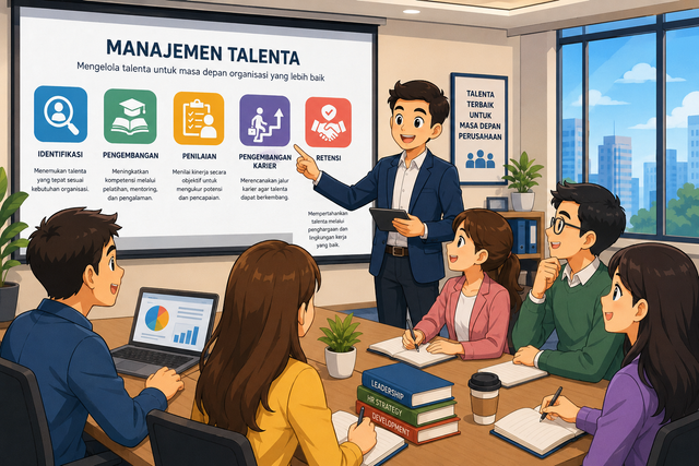 Karyawan mengikuti kegiatan pengembangan kompetensi sebagai bagian dari penerapan manajemen talenta di perusahaan. Sumber : Generate By AI (2026)