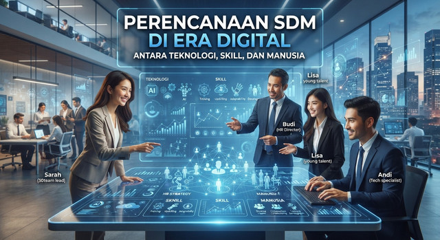 Proses strategis untuk mengelola dan merancang tenaga kerja masa depan dengan menyeimbangkan pemanfaatan teknologi (seperti AI dan otomatisasi), pengembangan keterampilan/skill yang relevan, serta fokus utama pada kesejahteraan dan kolaborasi manusia.