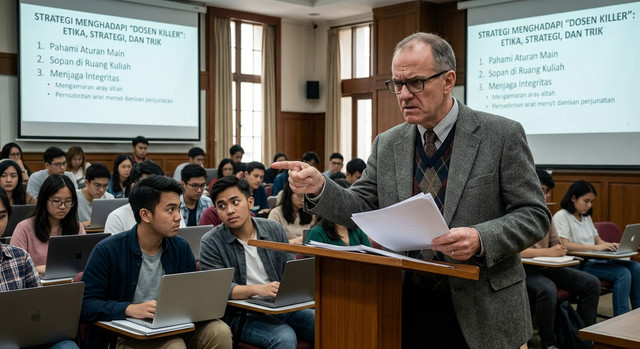 Dosen Killer sedang mengajar di kelas. Sumber; (AI)