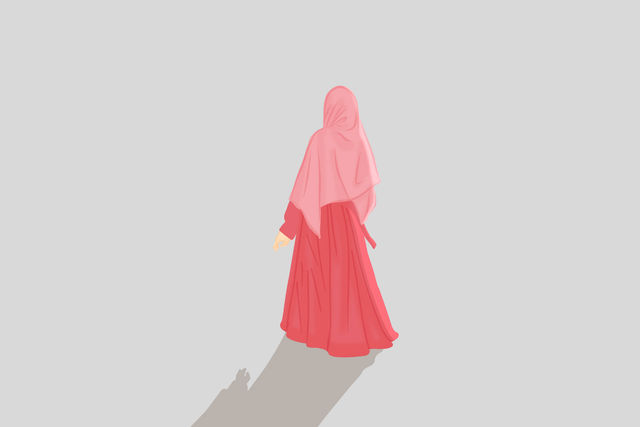 Ilustrasi wanita berpakaian muslimah. (Gambar canva.com)