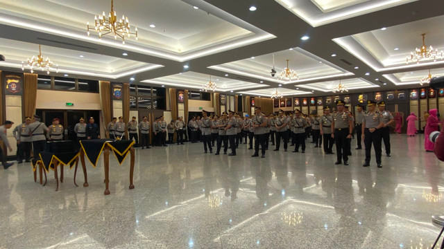 Suasana pelantikan dan sertijab PJU dan Kapolda baru di Mabes Polri pada Sabtu (3/10). Foto: Dok. Istimewa