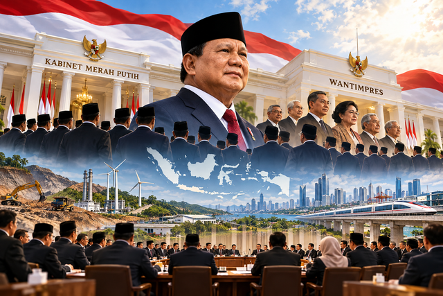 Foto: Ilustrasi Presiden Prabowo, Kabinet Merah Putih dan Watimpres (Diolah Oleh Penulis)