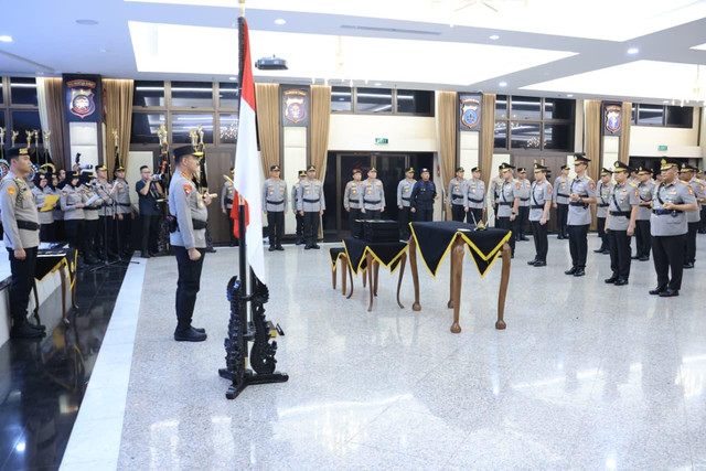 Suasana pelantikan PJU dan Kapolda baru di Mabes Polri, Jakarta pada Sabtu (3/10) malam. Foto: Dok. Istimewa