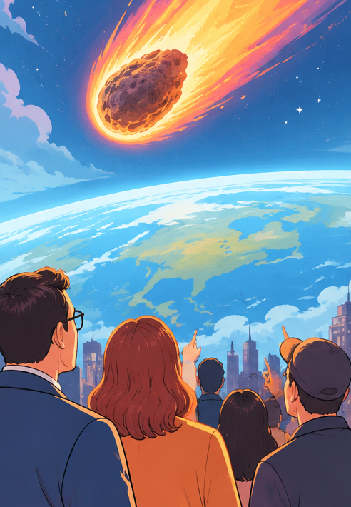 Ilustrasi kedatangan komet dalam Don't Look Up (Foto: penulis)