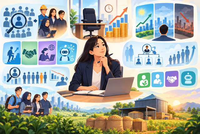 Illustrasi tentang Merencanakan Sumber Daya Manusia. Sumber illustrasi dibuat menggunakan Artificial Intelligence