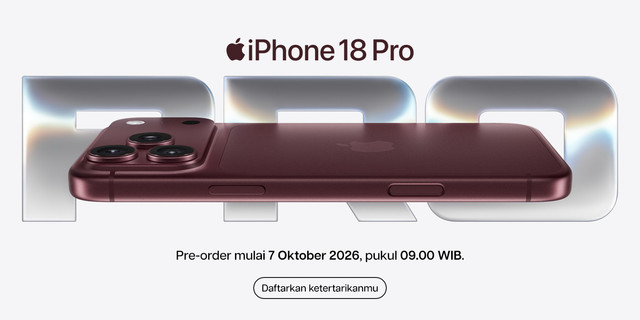 Banner pengumuman Pre-order iPhone 18 Pro dan Pro Max di laman distributor resmi Apple di Indonesia. Foto: iBox.