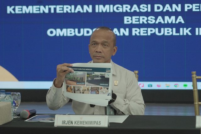 Konferensi pers bersama antara Kementerian Imigrasi dan Pemasyarakatan (IMIPAS) dan Ombudsman Republik Indonesia terkait temuan sidak di Lapas Kelas 2A Cibinong, Senin (5/10/2026). Foto: Dok. Kemenimipas