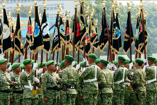 Upacara HUT ke-81 TNI di Mabes TNI, Cilangkap, Jakarta Timur, Senin (5/10). Foto: YouTube/Puspen TNI
