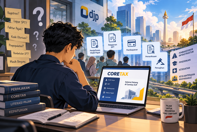 Ilustrasi digitalisasi perpajakan melalui Coretax DJP. Sumber: Ilustrasi AI.