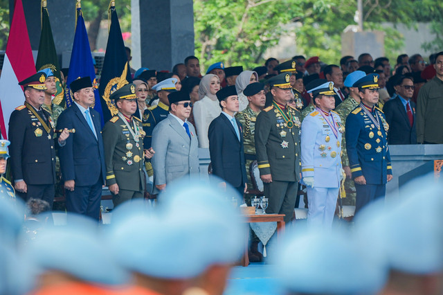 Upacara HUT ke-81 TNI yang dipimpin Presiden Prabowo Subianto di Mabes TNI Cilangkap, Jakarta Timur, Senin (5/10/2026). Foto: Dok. Istimewa