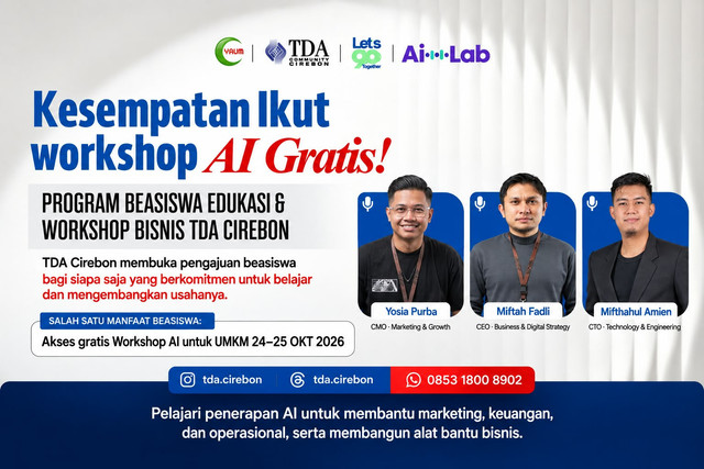 TDA Cirebon Akan Gelar Beasiswa Edukasi dan Workshop Bisnis Berbasis AI
