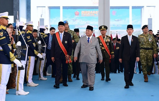 Prabowo dan Sjafrie Sjamsoeddin HUT TNI ke-81, Dok. Kementerian Pertahanan RI / @kemhanri