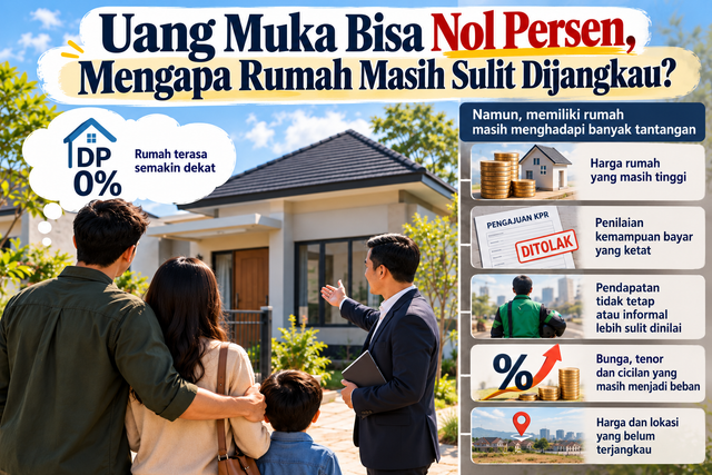 Ilustrasi tantangan kepemilikian rumah. Foto generated by AI