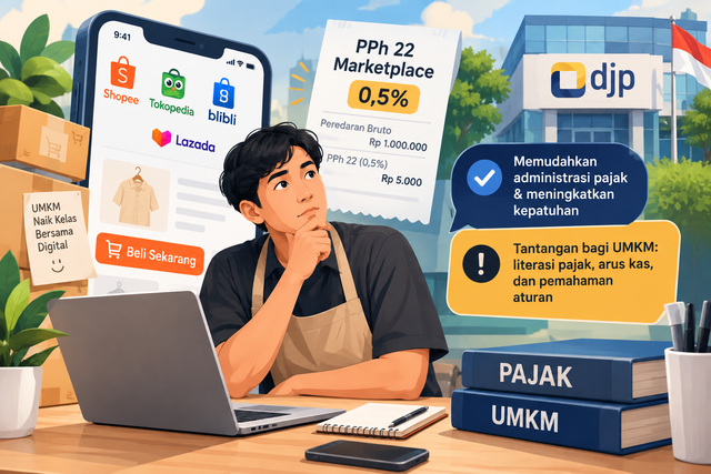 Ilustrasi PPh 22 Marketplace. Sumber: Dok. Pribadi/AI.