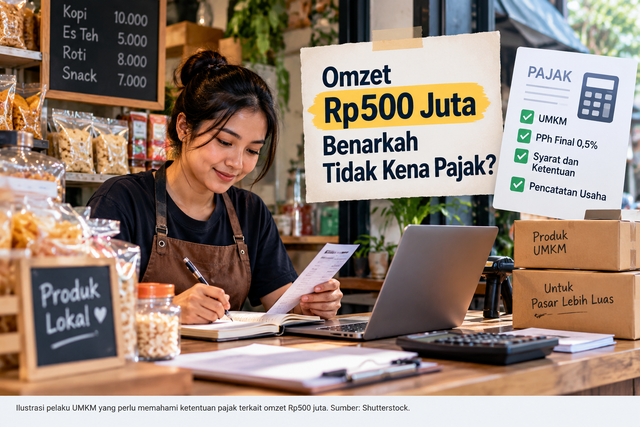 Ilustrasi pelaku UMKM yang memahami ketentuan pajak atas omzet usaha. Sumber: Ilustrasi AI.