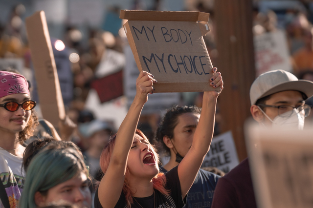 Ilustrasi: Seorang perempuan mengangkat papan bertuliskan "My Body My Choice" dalam sebuah aksi. (Foto: Derek French/Pexels)