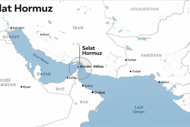 Ilustrasi negara-negara Teluk dan Selat Hormuz, jalur perlintasan minyak dunia. /ANTARA/Anadolu/py (Anadolu)