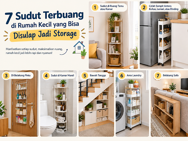 Memanfaatkan sudut terbuang di rumah kecil (Sumber: https://rumahkecilrapi.blogspot.com (blog penulis sendiri) generated by ChatGPT)