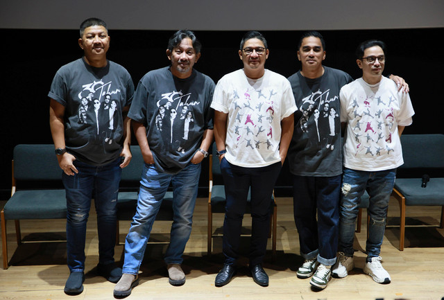 Kelompok musik Ungu saat konferensi pers 30 Tahun Berkarya Ungu - Waktu Yang Dinanti - Final Chapter di FX Sudirman, Senayan, Jakarta, Selasa, (6/10/2026). Foto: Agus Apriyanto