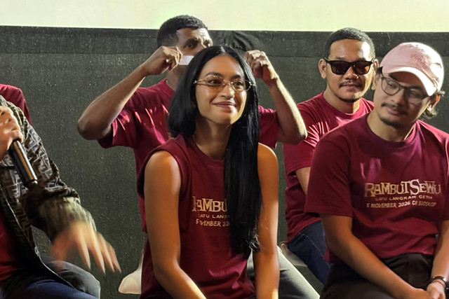 Taskya Namya saat konferensi pers perilisan trailer, poster, dan OST "Rambut Sewu: Satu Langkah Getih" di kawasan Menteng, Jakarta Pusat, Selasa (7/10/2026). Foto: Salsha Okta Fairuz/kumparan