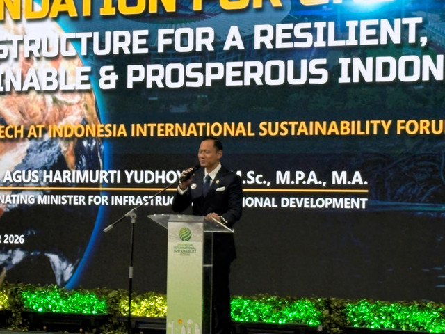 Agus Harimurti Yudhoyono usai The Indonesia International Sustainability Forum (IISF) 2026 di Jakarta, Rabu (7/10/2026). Foto: Argya Maheswara/kumparan