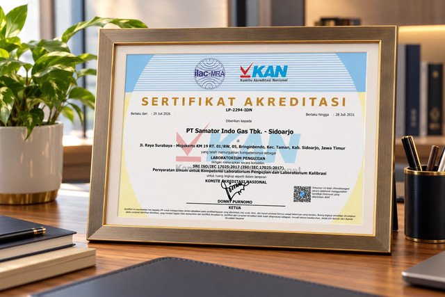 PT Samator Indo Gas perkuat keandalan speciality gas lewat akreditasi ISO/IEC 17025:2017. Foto: Dok. Samator