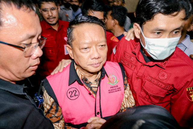 Febrie Adriansyah menghadiri sidang dakwaan kasus dugaan pemerasan dan TPPU di Pengadilan Tindak Pidana Korupsi, Jakarta, Rabu (7/10/2036). Foto: Jamal Ramadhan/kumparan