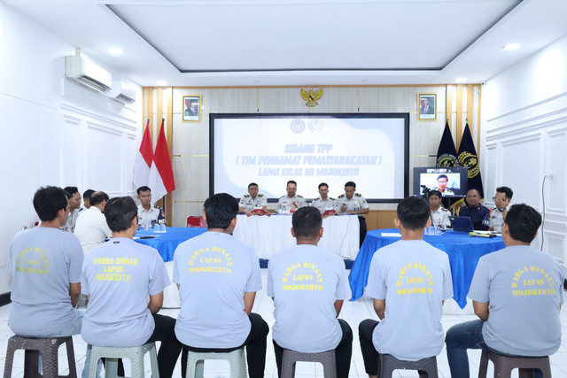 Dukung Program Nasional, Lapas Mojokertoi Gelar Sidang TPP Usulan Rehabilitasi dan Re-edukasi (Foto:HumasLapasMoker)