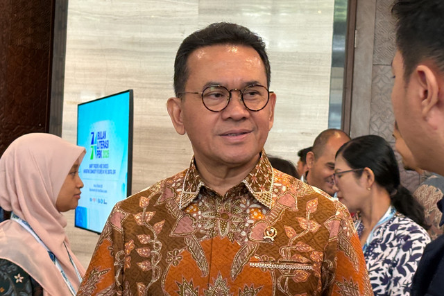 Menteri Perdagangan (Mendag) Budi Santoso dalam Pembukaan Bulan Literasi Perdagangan Berjangka Komoditi 2026 di Jakarta, Kamis (8/10/2026). Foto: Nur Pangesti/kumparan