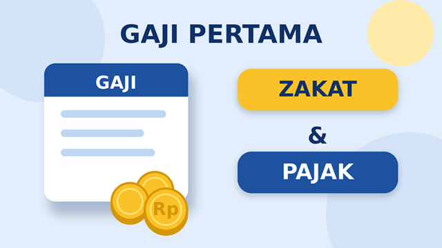Ilustrasi pengelolaan gaji pertama, termasuk zakat dan kewajiban perpajakan. Memahami zakat dan pajak sama-sama bagian dari mengelola penghasilan. (Sumber ilustrasi: grafis orisinal dibuat khusus untuk artikel ini)