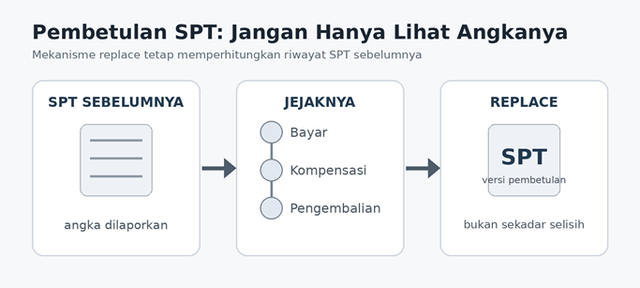 Ilustrasi: SPT pembetulan dengan mekanisme replace perlu dipahami bersama konsekuensi yang telah terjadi pada SPT sebelumnya. Sumber foto: dokumentasi pribadi