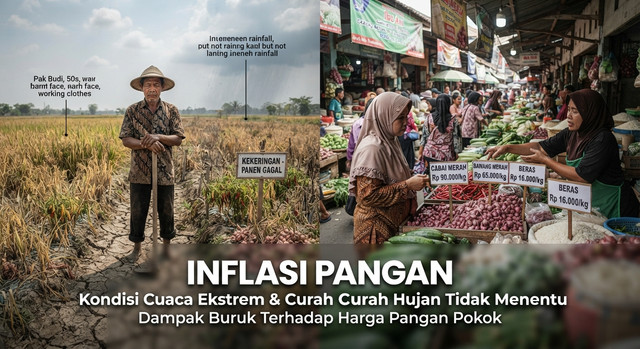 INFLASI PANGAN: Kondisi Cuaca Ekstrem & Curah Hujan Tidak Menentu. sumber: ilustrasi AI