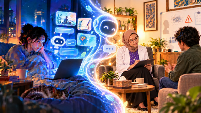 Ilustrasi dibuat oleh ChatGPT - Profesi Psikolog di Ujung Disrupsi Akal Imitasi (AI)