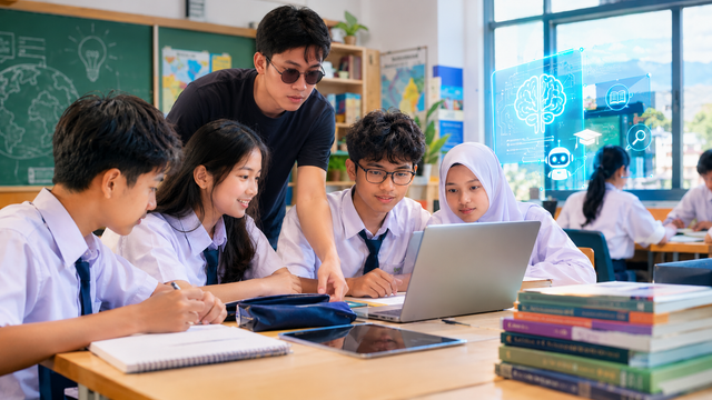 Rutinitas bisa terlihat seperti pendidikan, tetapi belum tentu seluruhnya merupakan proses belajar. Gambar: Ilustrasi AI