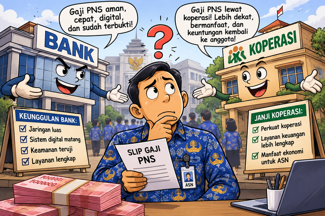 Ilustrasi Penyaluran Gaji PNS - AI