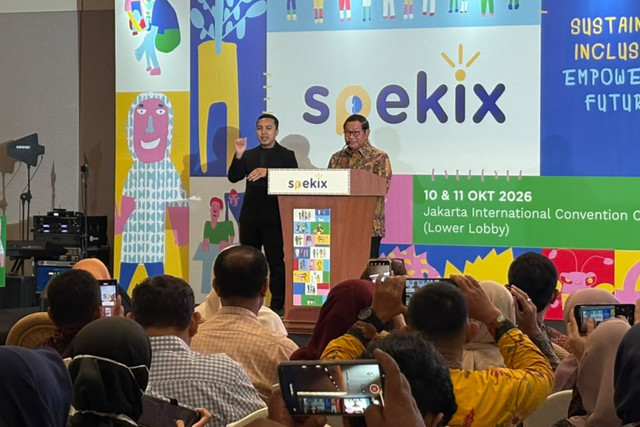 Gubernur DKI Jakarta Pramono Anung saat menghadiri Pembukaan Spekix 2026 di JICC, Jakarta, Sabtu (10/10/2026). Foto: Nauval Pratama/kumparan