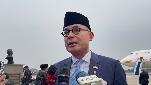 Menteri Luar Negeri RI, Arrmanatha Nasir di Lanud Halim Perdanakusuma, Jakarta, Sabtu (10/10/2026). Foto: Zamachsyari/kumparan