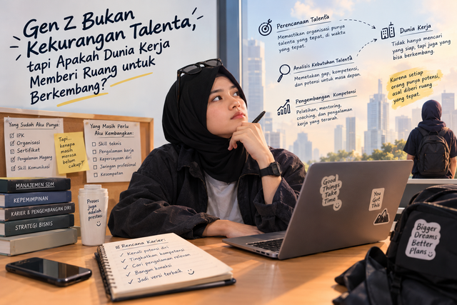 Gen Z bukan kekurangan talenta. Kita butuh kesempatan untuk berkembang, dan dunia kerja perlu memberi ruang bagi potensi untuk tumbuh. (sumber: Generate AI)