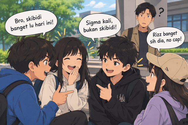 ilustrasi percakapan generasi Alpha (ilustrasi by ChatGPT AI)