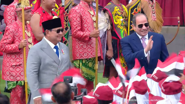 Presiden Prabowo Subianto menerima Presiden Mesir Abdel Fattah El-Sisi saat tiba di Istana Negara, Jakarta, Minggu (11/10/2026). Foto: YouTube/ Sekretariat Presiden