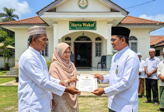Ilustrasi penyerahan harta waka. Sumber: Dok. Pribadi.