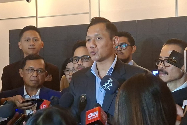 Menteri Koordinator Bidang Infrastruktur dan Pembangunan Kewilayahan Agus Harimurti Yudhoyono dalam acara Digital Infrastructure Summit 2026 di Ballroom Thamrin Nine, Jakarta Pusat, Senin (12/10/2026). Foto: Pradya Tirta/kumparan