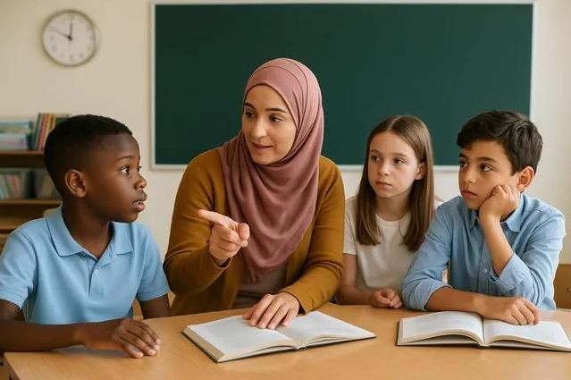 Interaksi sehari-hari antara guru dan peserta didik menjadi salah satu ruang pembelajaran nilai dan pembentukan karakter.(Foto: RDNE Stock project/Pexels)