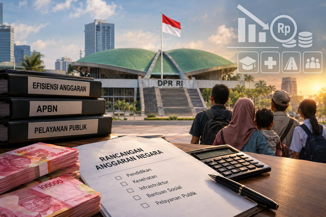 ilustrasi efisiensi anggaran negara dan tanggung jawab pemerintah sumber: dibuat Ai untuk keperluan editorial.