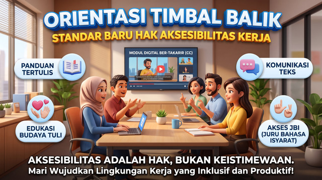 Ilustrasi AI  tentang Orientasi Timbal Balik dan aksesibilitas kerja bagi Pekerja