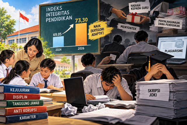 Ilustrasi Integritas Pendidikan Naik (Foto: chatGPT/Pormadi)