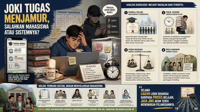 Ilustrasi Fenomena Joki Tugas di Kalangan Mahasiswa. Sumber Foto: Canva.com